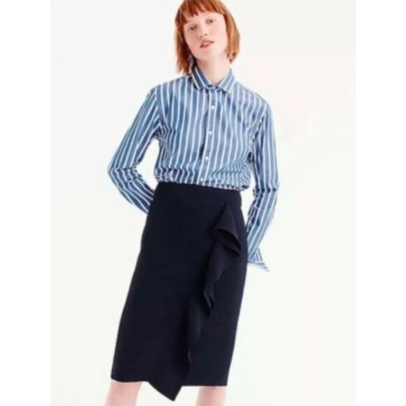 J. Crew Dresses & Skirts - J. Crew Black Ruffle Pencil Skirt in 365 Crepe Size 4